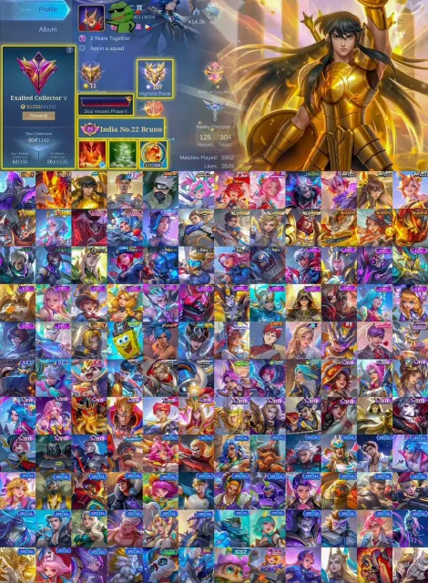 🏆 111 MG 💎 Gusion Collector 💎 Hanzo Collector 🐉 Chou Golden Dragon 🥷 Hayabusa Kakashi 🌟 Gusion 11.11, Продажа, Ранг: Мифический Бессмертный, Уровень: 66, Процент побед: 70%, Герои: 125, Облики: 304