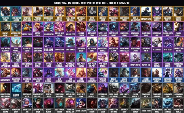 205 skins ✨ 172 champions 🏆 159.6K BE✨Battle Soul Samira✨Ezreal Pulsefire✨Crystalis Motus, Sale, level 328, champions 172, skins 205, No rank