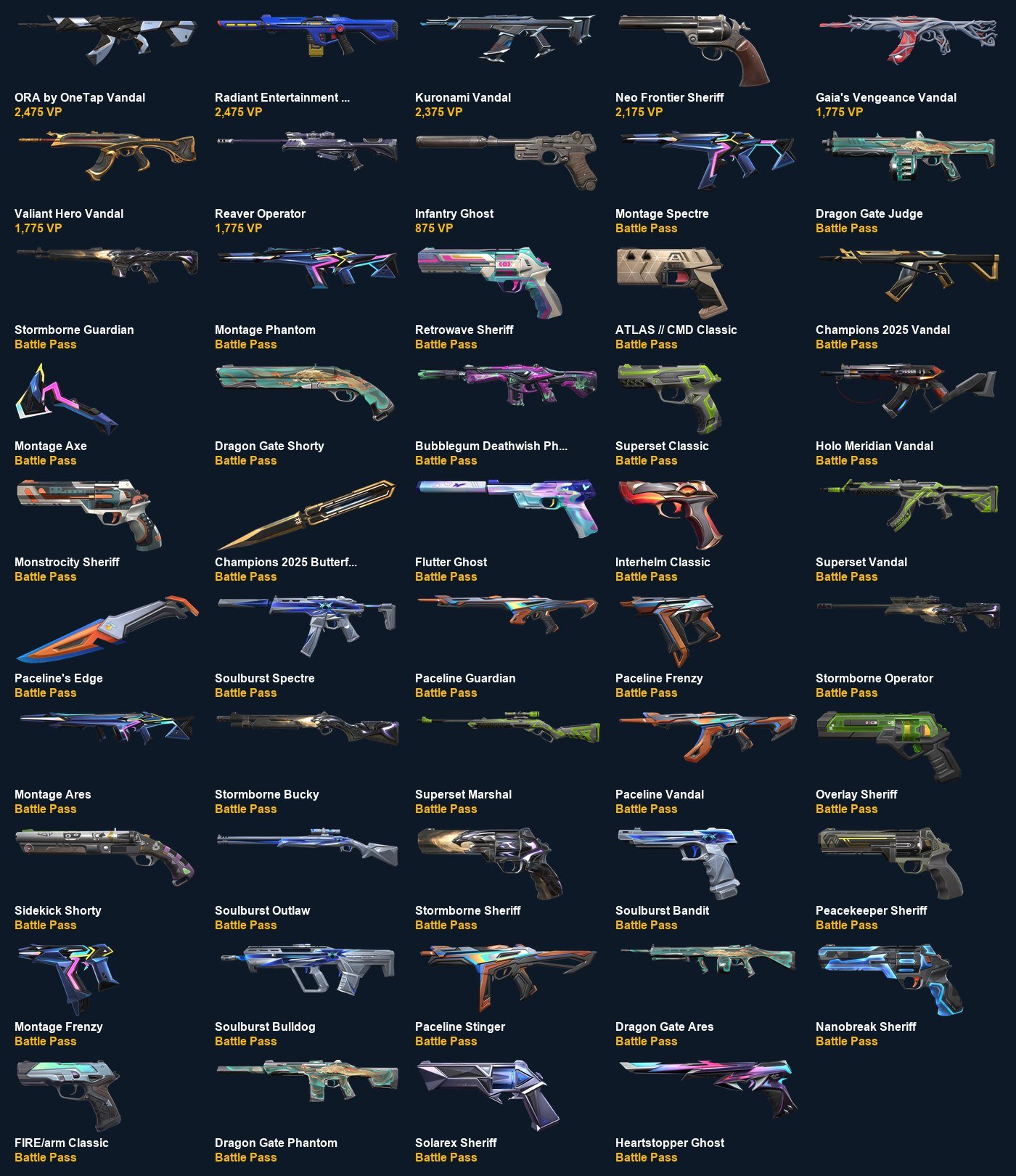 VA4019 EU EU | 49 skins+Champions 2025 Butterfly Knife+ORA by OneTap Vandal+Kuronami Vandal, Sale, Ranked unlocked, Agents: 24, Skins: 49
