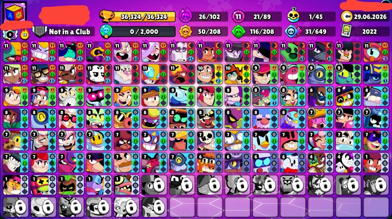 🔥Mecha Dark Crow + other skins🔥⚜️21 - 11⚜️ 🟣26 - Hypercharge🟣 ♾️2022♾️📩Gmail📩✔️Instant delivery✔️, trophies 36323, brawlers 89, primes 3