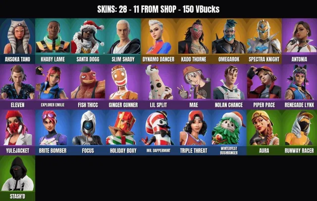 [PC/PSN/XBOX] 28 skins🔥Caramel Pickaxe🔥Dynamics🔥Fate's Fury🔥Kado Thorn🔥Unyielding, Sale, skins 28