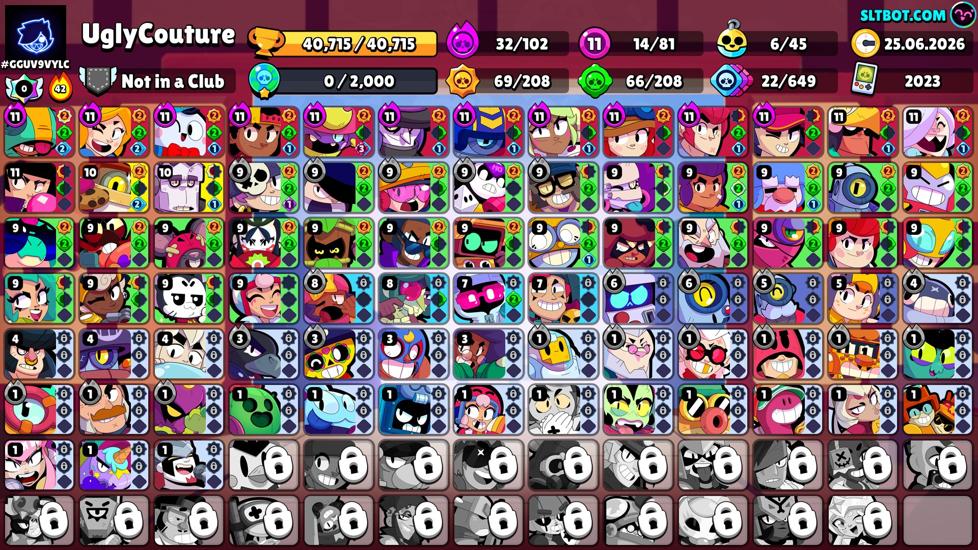 ✧𒁂AUTO ISSUE𒁂✧ 𝗕𝗥𝗔𝗪𝗟 𝗦𝗧𝗔𝗥𝗦┃40715 CUPS┃81 FIGHTERS┃9 LEGS┃LOTS OF SKINS┃FULL ACCESS, trophies 40715, brawlers 81, primes 26