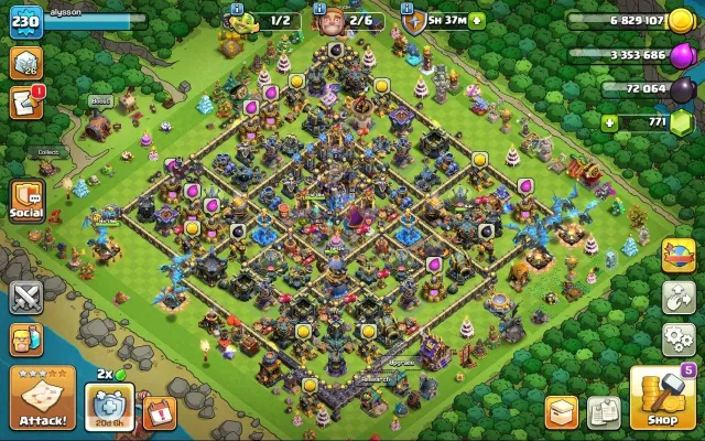 18 TH 90% фулл | 230 LVL | 101/103/60/64/33/6 | фулл экипа + 2015 clashmas tree, 18 TH Родной Деревни, 10 TH Строителя