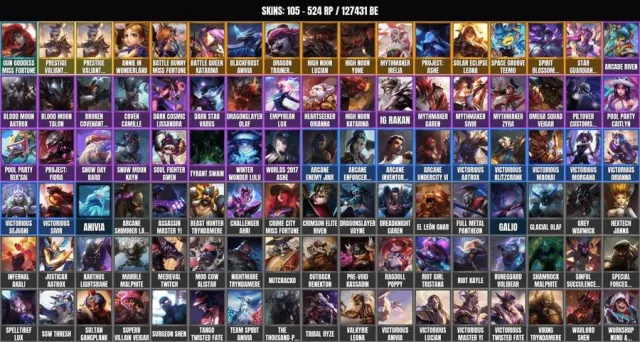 GOLD II✨105 skins 🏆 173 champions 🎮 127.4K BE✨Prestige Blade Riven (prestigious) – 2022✨Gun Goddess Miss Fortune, Sale, level 313, champions 173, skins 105, Gold