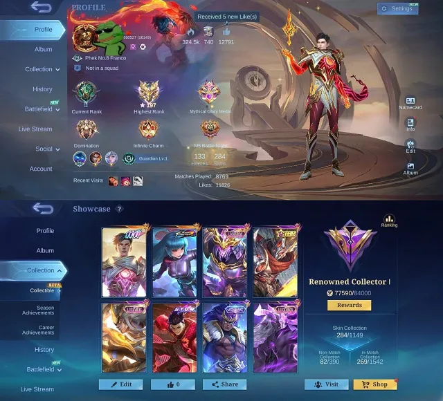 ⭐ 197 Stars 💀 Gusion — 11:11 ❄️ Aurora — KOF 🥋 Chou — STUN 🐉 Moskov — Twilight Dragon, Продажа, Ранг: Мифический Бессмертный, Уровень: 79, Процент побед: 70%, Герои: 133, Облики: 284