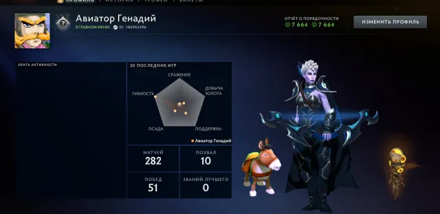 🧿💤900 MMR💎7664 DECEPency🧊POWERED BY NOT BOTS🧿GUARDS 2❄️282 MATCHES🧿16 LVL TROPHY🌎💎, Sale, 900 MMR, 7664 Behavior score, 7664 вежливости, 282 games