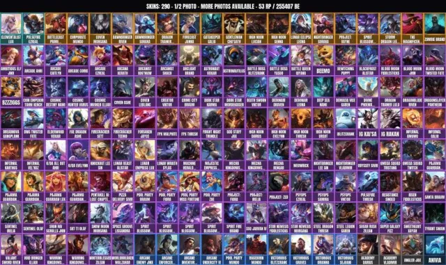 PLATINUM I👑290 skins👑173 champions 🏆 255.4K BE👑Ezreal Pulsefire👑Elementalist Lux👑Zombie Brand, Sale, level 574, champions 173, skins 290, Platinum