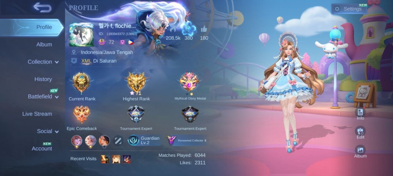71⭐LUCKYBOX Karrie♠️KOF Karina fluffy floren➤Star Kagura collector Natalia➤M7Granger➤moskov Change, Sale, Rank: Mythic, Level: 72, Winrate: 49%, Heroes: 107, Skins: 228