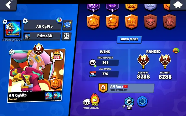 😈Account with Master 10000 trophies juicy prices 🐐☠️🍁, 10000 trophies, 75 brawlers, 3 primes