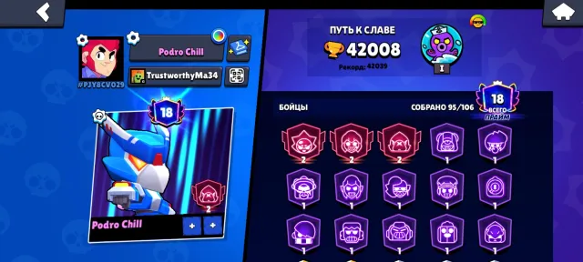 Selling an account with transfer to your email, as I no longer want to play Brawl, the game has become boring, 42008 trophies, 95 brawlers, 18 primes