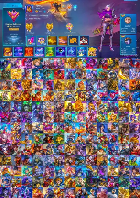 💚Abyss Leomord💚Transformer(5),KOF(2),Collector Benedetta-Badang-Cecillion,Magic Melissa,11.11 WW💚, Sale, Rank: Grandmaster, Level: 90, Win Rate: 57%, Heroes: 133, Skins: 380