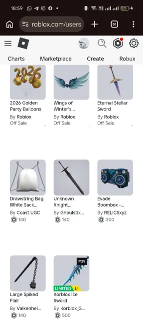💎 Inventory – 6432 R$ 💲 | 💎 RAP Limited – 14,197 Robux 💲 | 💎⚡ Korblox sword 🗡️, Продажа, Voice chat: Есть