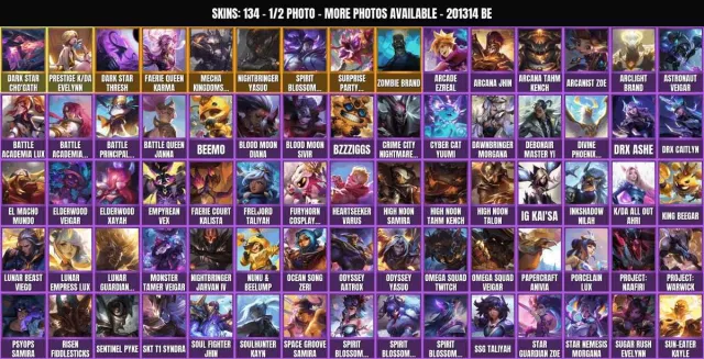 GOLD IV👑134 skins👑125 champions 🏆 201.3K BE👑Zombie Brand👑Cho'Gath Dark Star👑Prestige K/DA, Sale, level 322, champions 125, skins 134, Gold