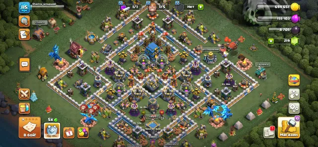 12 тх почти фулл +ферма 43 уровень + рояль 9 лет игры, 12 TH Main Village, 6 TH Builder
