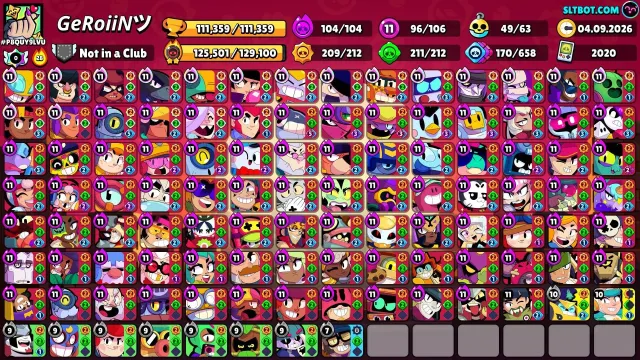Brawl Stars Account 🏆100K+ 🤖106 REGION:RU 2020, 112000 trophies, 106 brawlers, 94 primes