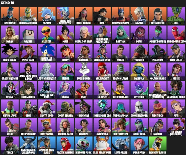 ⚡👑 GOKU BLACK + AHSOKA TANO + SOLID SNAKE + PETER GRIFFIN + GWENPOOL 🏆 | 69 SKINS 💥🎯, Verkauf, Skins 69