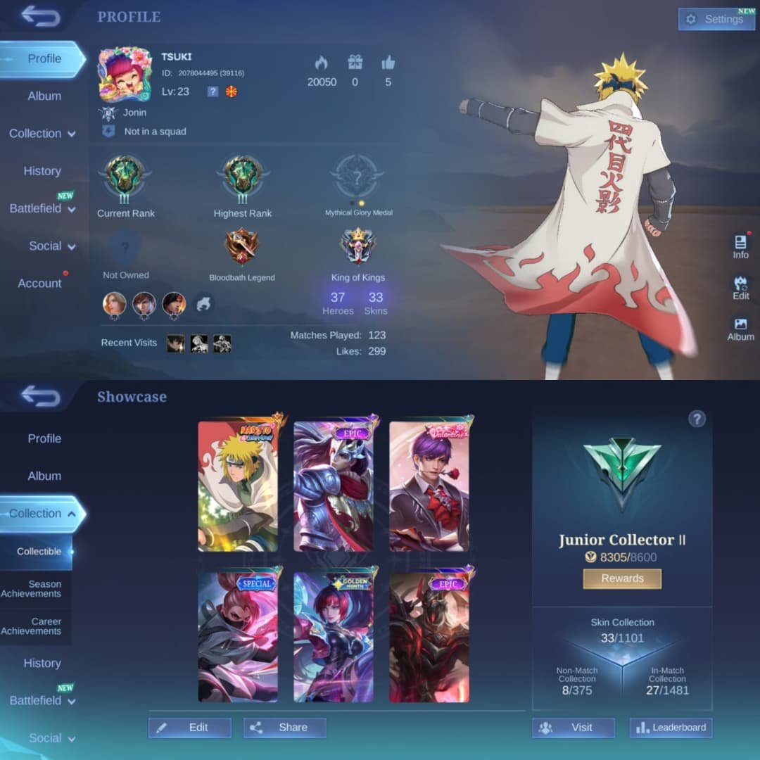 🌹Ducati leomord/ Kof dayrott/ 11.11 wanwan/ Kishin kerrie/ Neo beasts ling🌹, Sale, Rank: Epic, Level: 60, Winrate: 50%, Heroes: 80, Skins: 35