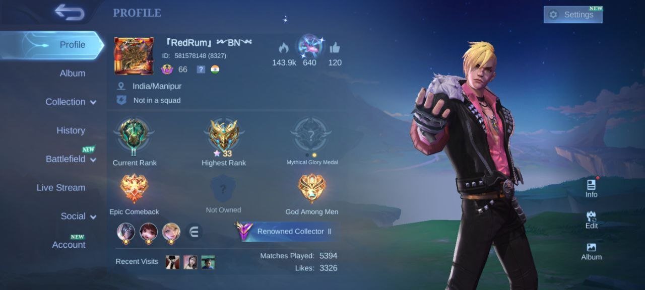 asprint Layla🌈change transfer Johnson Roger🌈collector YSS Natalia star Lesley🌈34 deluxe🌈emblem Max, Sale, Rank: Mythic, Level: 66, Winrate: 50%, Heroes: 111, Skins: 247