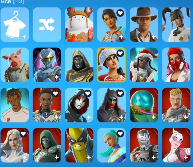 compte gras 113 skins 199 pioches 138 planeurs 221 accessoires de dos 2250 v-bucks sur le compte, Vente, skins 113
