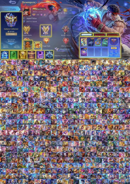 🔥7632 Global🔥Anime account🔥Full set Transformer-Naruto-Ducati-StarWars🔥MCGG Levelled account🔥, Sale, Rank: Mythic, Level: 171, Win rate: 65%, Heroes: 133, Skins: 862