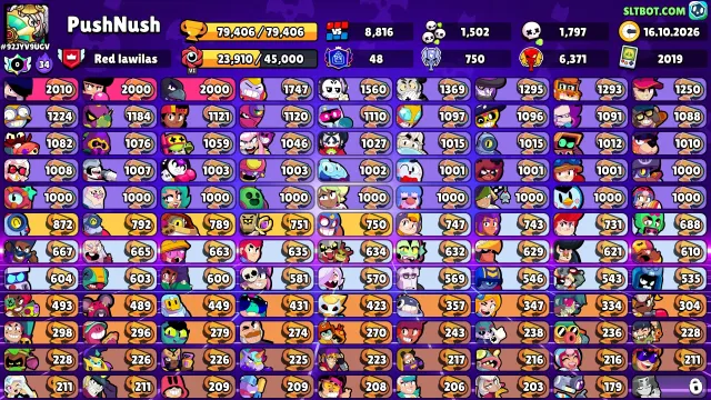 Brawl Stars account 79k possible negotiation, 79000 trophies, 107 brawlers, 48 primes