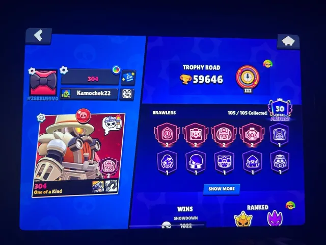🔥FAT ACCOUNT UNDER THE BASE🔥 🍏59K🍏 🧊2019🧊 WITH 🎃FULL LINKING🎃 — 🎀LOTS OF BP+ AND 30 PRIME🎀, trophies 59646, brawlers 105, primes 30