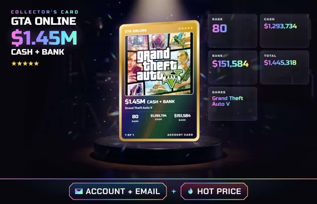 🏎️ ◆ $1.45M ВСЕГО • РАНГ 80 • GRAND THEFT AUTO V • ПОЛНЫЙ ДОСТУП + ПОЧТА, Продажа
