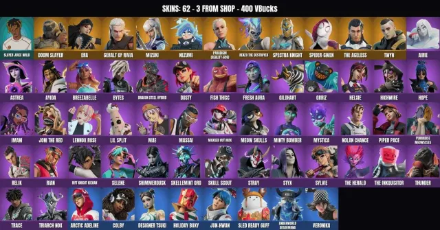 [PC/PSN] 62 skins 🔥Paradigm (reality-659)🔥Jungle Era🔥Twin🔥Meeting under, Sale, skins 62
