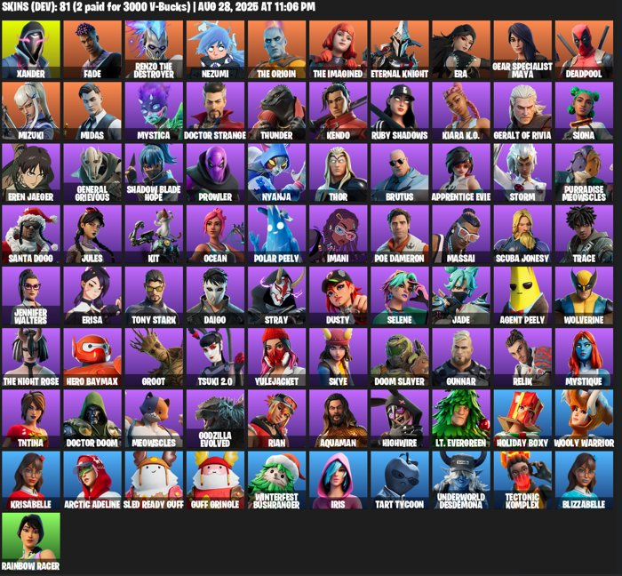 💚👾💕FAT ACCOUNT💚👾💕81 SKIN💚👾💕GUARANTEE💚👾💕MIDAS💚👾💕DEADPOOL💚👾💕, Sale, skins 81