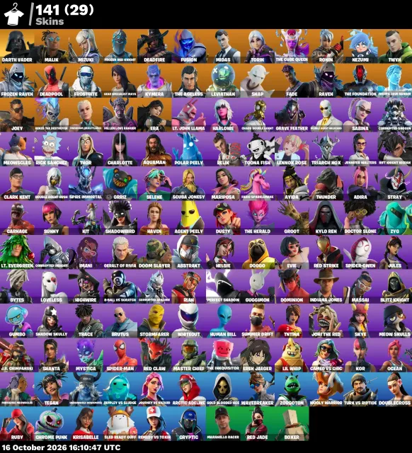 🔥 【FORTNITE】 💚 Midas, Darth Vader, Malik, Mizuki 💚 141 skins | 2114 level | 250 V-Bucks, Sale, skins 141