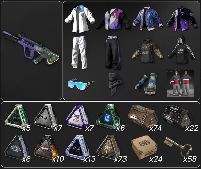 💖[PROGRESSIVE] NEON DREAM - AUG💖🔥250 DIFFERENT CHESTS🔥🎀MANY SETS🎀🔥PORSCHE SET🔥, No BATTLEGROUNDS Plus