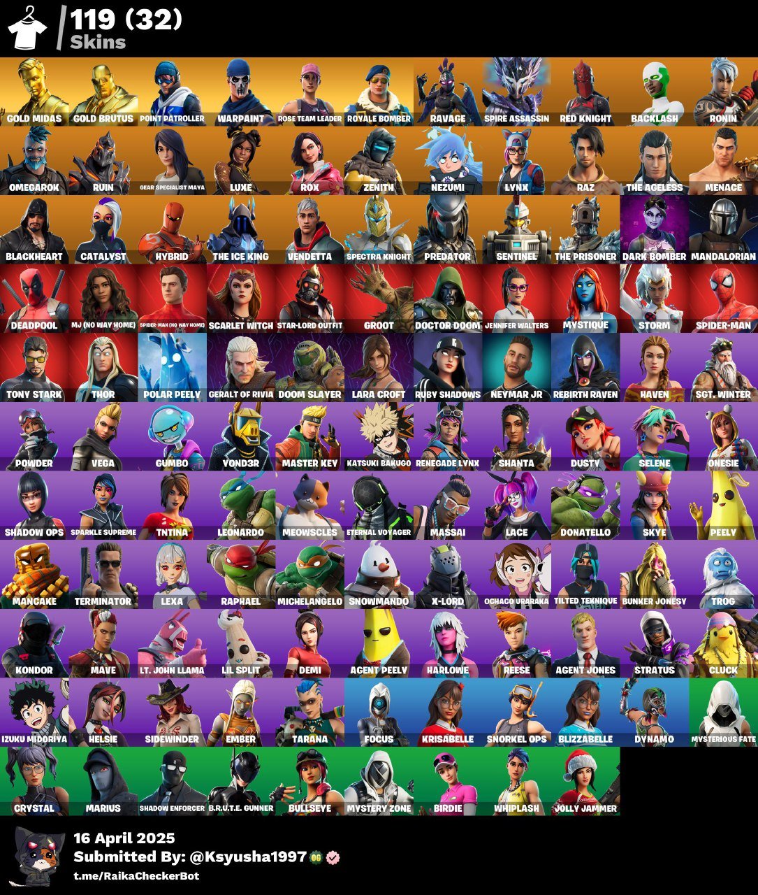 [PC/NS/XBOX/PSN] 140 SKINS | Royale Bomber | Rose Team Leader | Warpaint | Point Patroller, Sale, skins 140