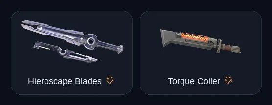 【 Hieroscape Blades / Torque Coiler 】【 Torque Vandal 】【 Hieroscape / Nanobreak Phantom 】, Sale, Silver 3, Agents: 11, Skins: 26