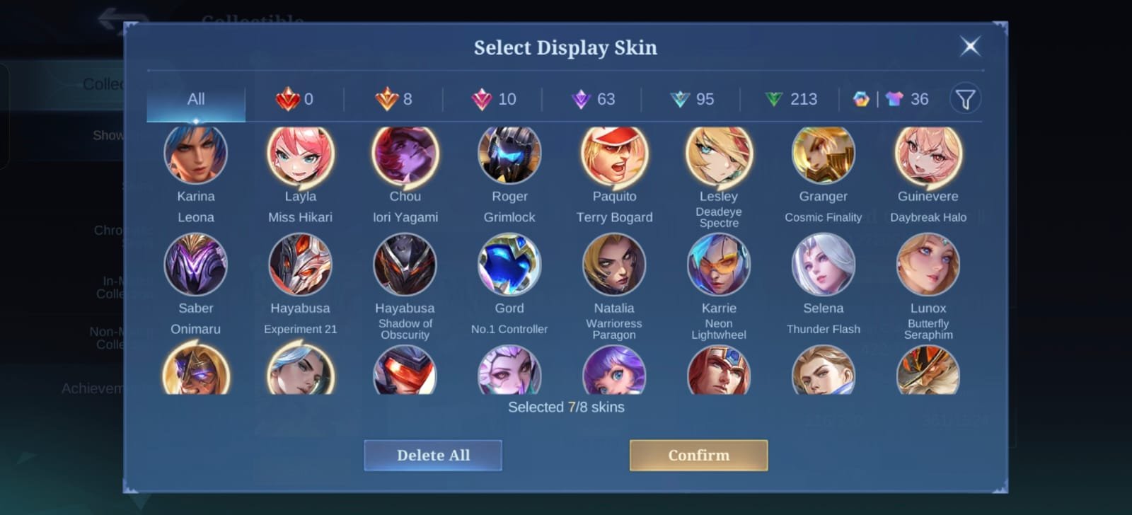 194 Core, Collector Ling Badang, KOF Chou Paquito, Aspirants, Prime, Lightning Recall, Global 🔥, Sale, Rank: Mythic, Level: 154, Winrate: 51%, Heroes: 133, Skins: 422