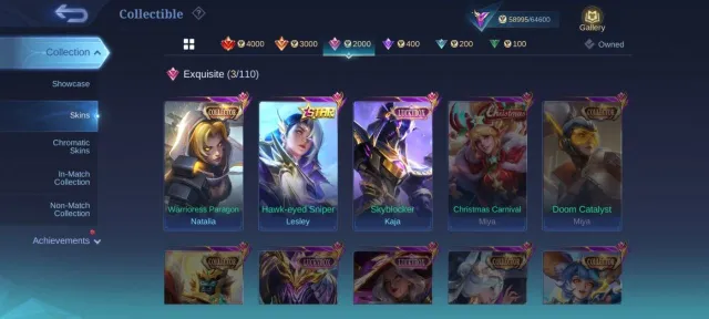 Ducati Leomord Prime Claude LUCKYBOX Kaja Star Lesley deluxe 31 EPIC Recall MC 155 Draw emblem Max, Sale, Rank: Mythic, Level: 72, Winrate: 53%, Heroes: 107, Skins: 217