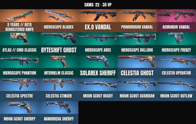 Bronze 2 🎯 22 skins 👑 2 knives 👑 5 Years // Beta Remastered Knife👑Vandal "Primordial"👑EX.O, Sale, Bronze 2, Agents: 21, Skins: 22