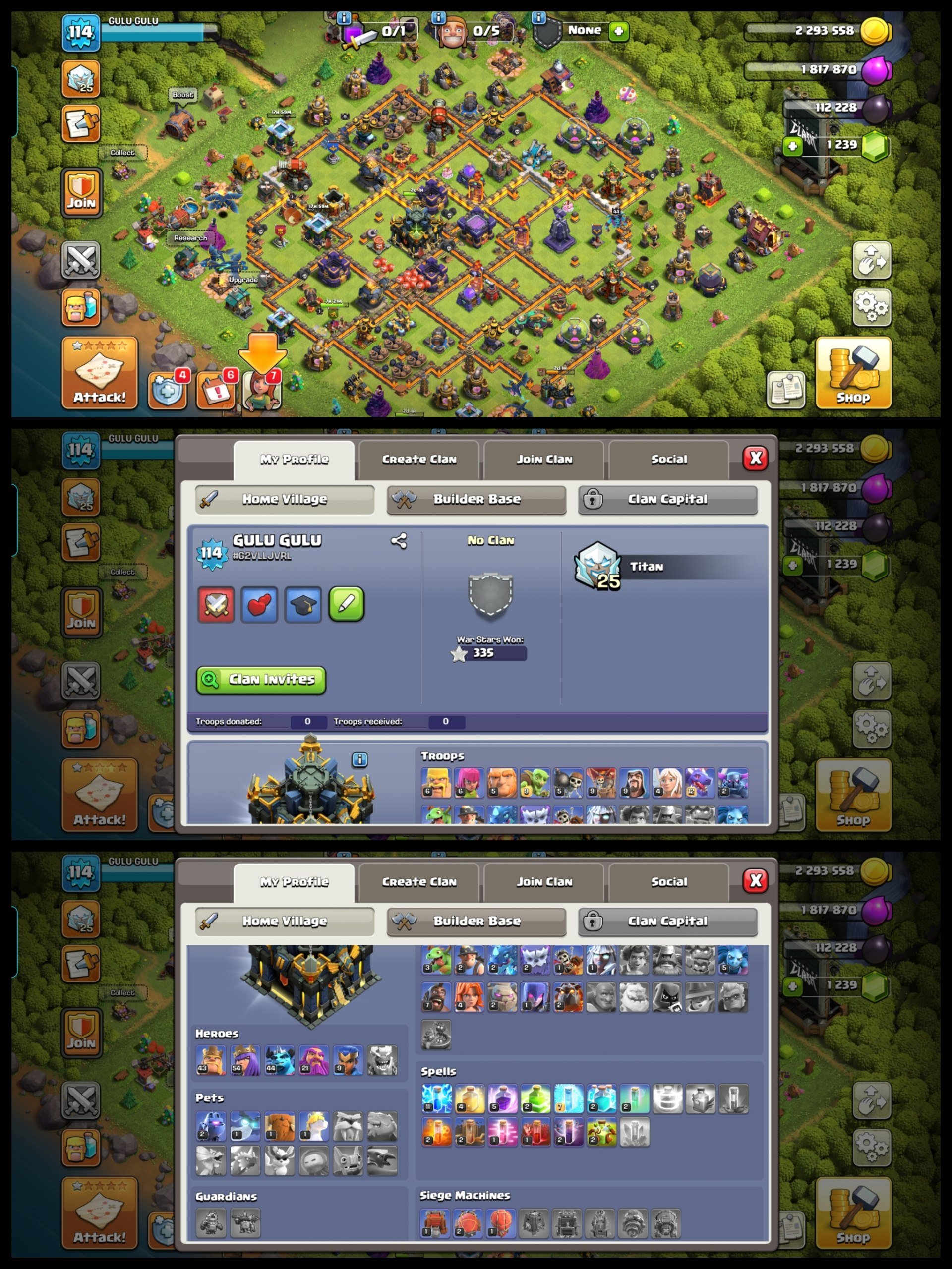 Semi Max Th17 - 4x EPIC EQ. - Hero(43,55,45,21,10) - 130 CWL - High Magic Items - NC FREE - No. 790, 17 TH Main Village