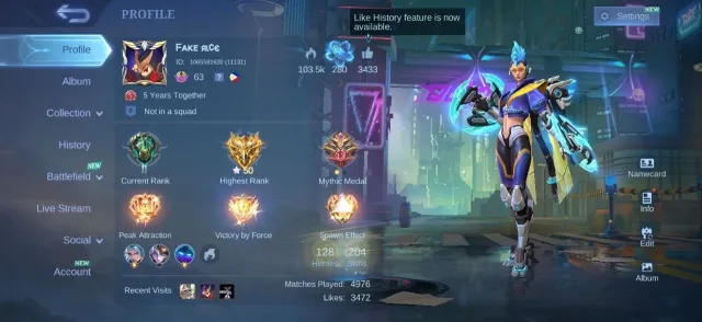 Fluffy floryn💥star karrie💥epic karrie💥roger💥irithel💥lancelot💥gara vale💥emblem max, Продажа, Ранг: Эпик, Уровень: 63, Процент побед: 52%, Герои: 128, Облики: 204