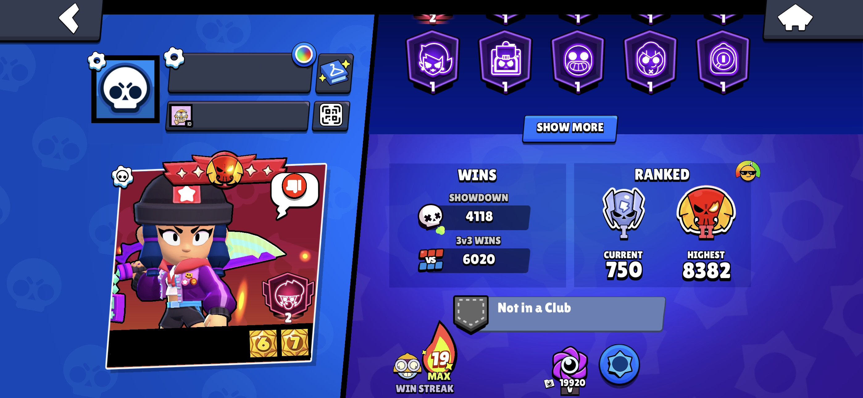 5 Old Legendary Leagues Heroine Bibi Spray for Rank 30, Lots of Resources, Rare Skins, trophies 39479, brawlers 96