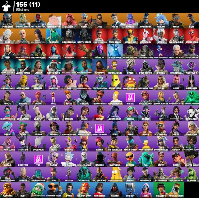 👕 155 skins 🎮 1861 Level 💰 0 V-bucks 💰 Predator | Spectra Knight | The Foundation | Peter, Sale, skins 155