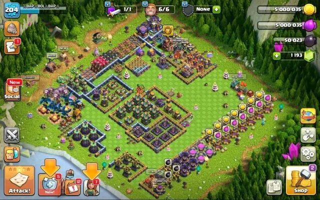 15 TH | 204 LVL | 75/82/55/57/30 | top equipment | 1.1k gems, 15 TH Home Village, 6 TH Builder