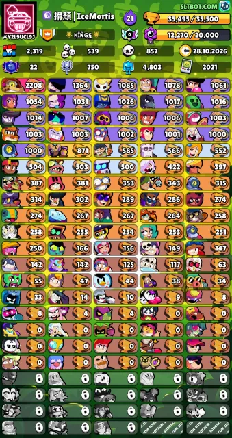 🔥 Brawl Stars | 35 489 trophies | 90 brawlers | 215 skins, 35489 trophies, 90 brawlers, 22 primes