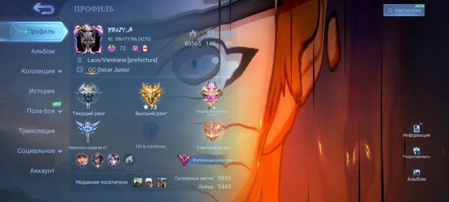 🖤Attack Martis-Yin🖤KOF Chou-Masha,Naruto Lucas,Collector Valir, LuckyBox(3)🖤, Sale, Rank: Grandmaster, Level: 72, Win Rate: 66%, Heroes: 130, Skins: 295