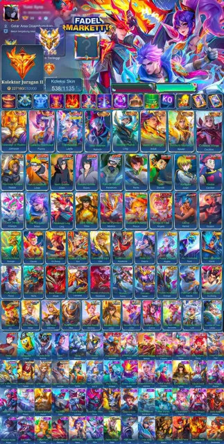 💎LEG FANNY LEILA💎🔥NARUTO(4)🔥🔴 FROM MARTIS-NEO LING-KISHIN ANGEL🔴🛡️FULL HXH 🛡️⭐️6 COLLECTORS⭐️, Sale, Rank: Epic, Level: 127, Win Rate: 55%, Heroes: 133, Skins: 538