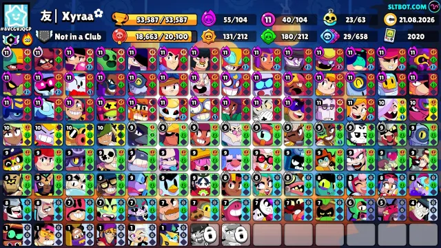 💜 《🏆53,500 CUPS🏆》《👤 104 BRAWLERS👤 》《🌟40x11 POWER🌟 》《💰20 TITLES💰》💜, 53500 cups, 104 brawlers, 20 primes