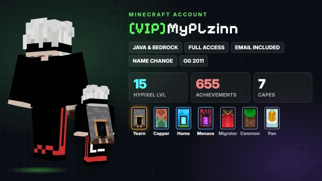 👑 [VIP] 📅 OG 2011 🦸 Cloaks (7): Yearn,Copper,Home,Menace,Migrator ✅ Java & Bedrock & full access, Sale, All account data