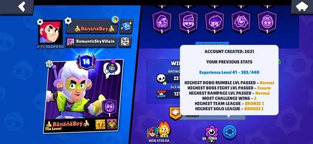 🏆37551🏆【🎴 100 FIGHTER(13 LEG+KAJE+SIRIUS) 🎴】【⚡21-11 POWER (13 HYPER)⚡】【😎 OLD ACC 2021😎】【👑TOP SKINS👑】, trophies 37551, brawlers 100, primes 14