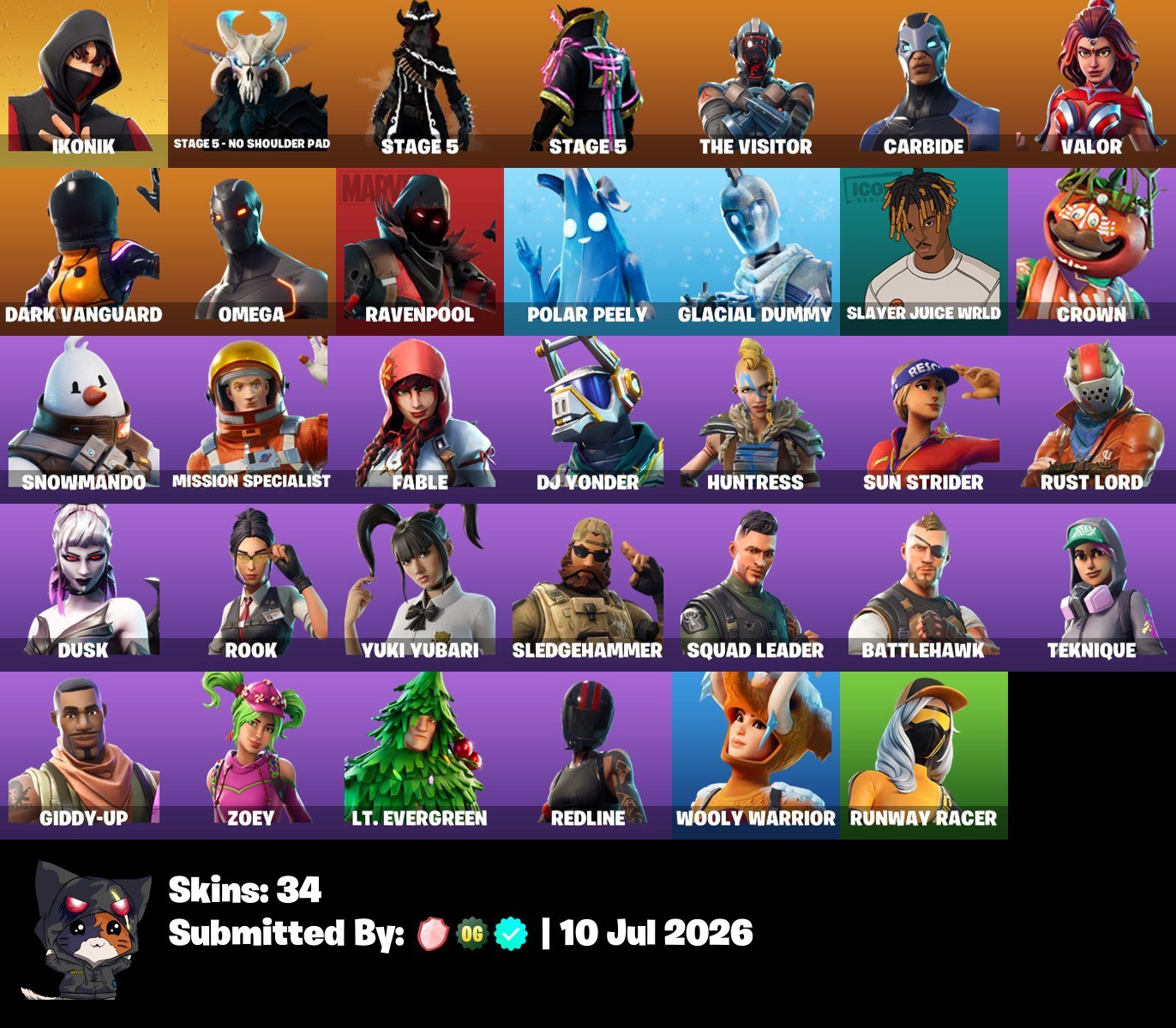 | PC | FA | 34 Skins | IKONIK | Stage 5 |, Sale, skins 33