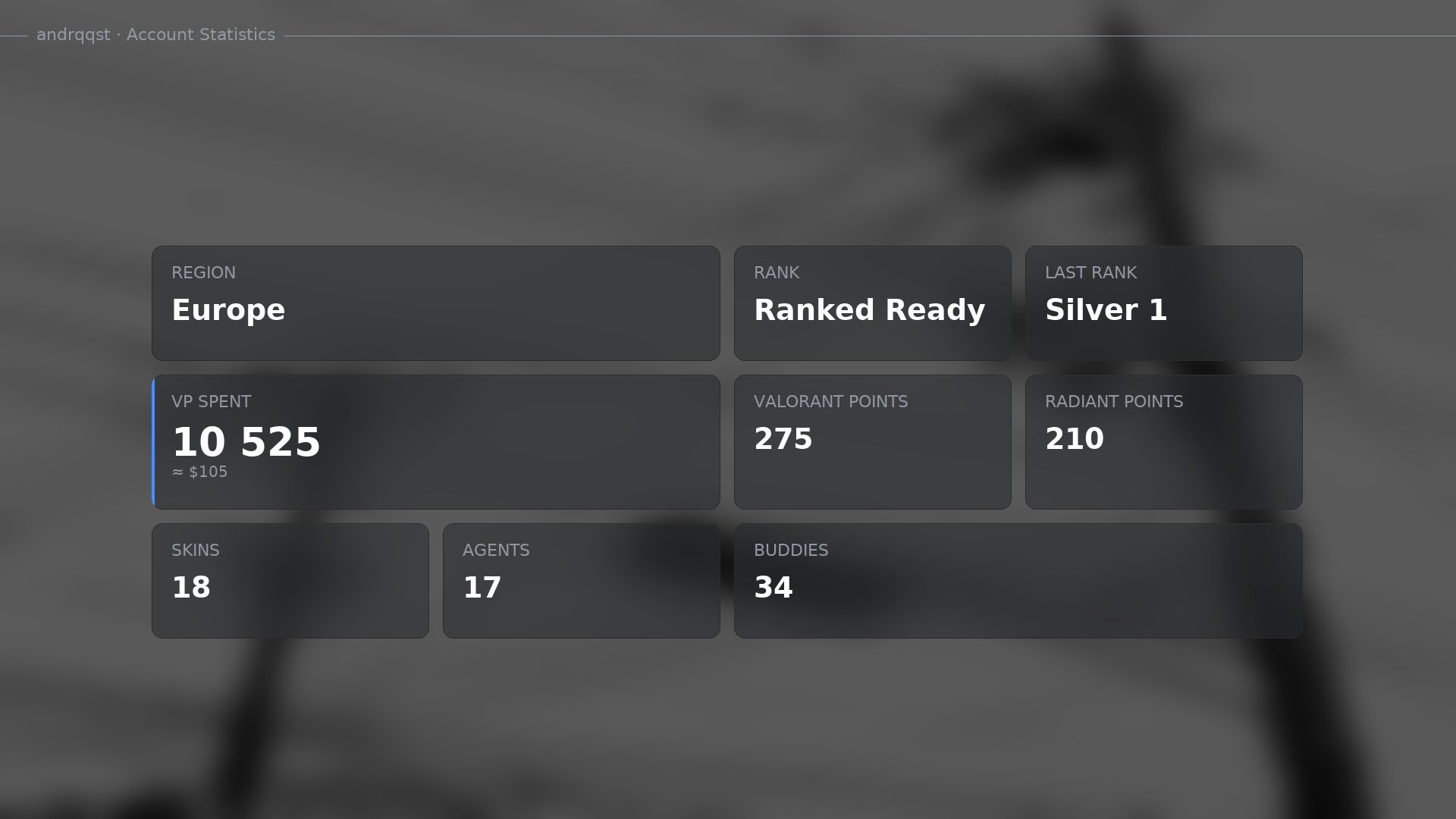 ● ⭐ 10K VP | K/TAC Blade | Prelude to Chaos Vandal | Singularity Phantom | Ruination Spectre, Sale, Silver 1, Agents: 22, Skins: 18