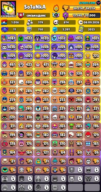 Personal Brawl Stars account 34k trophies! 17 primes! 93 brawlers!, 34270 trophies, 93 brawlers, 17 primes